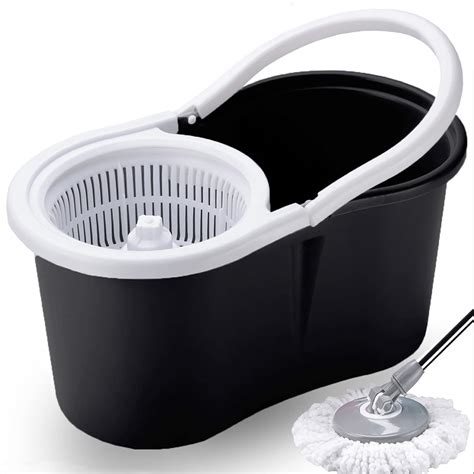 V-Mop Premium Classic Black Magic Dry Bucket Mop - 360 Degree Self Spin ...