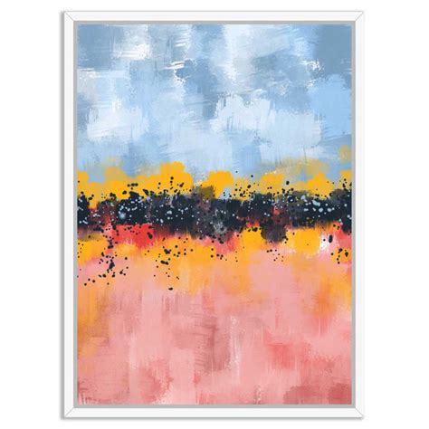 Blue & Pink Abstract Theme Canvas Painting with Wooden Frame.Color -(B ...