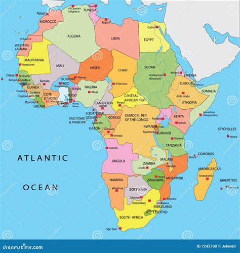 Political map of Africa stock illustration. Illustration of blue - 7242700