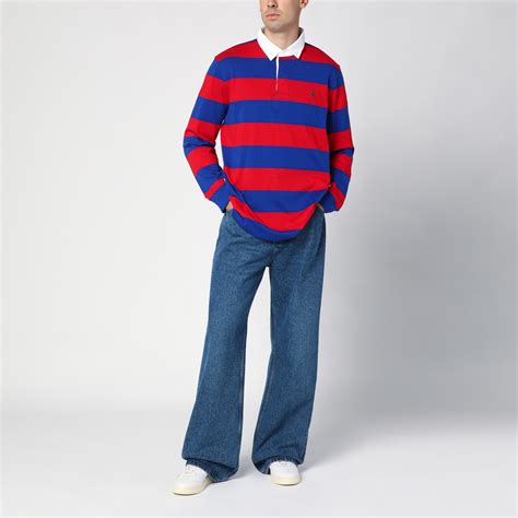 Polo Ralph Lauren Red/blue striped long-sleeved polo shirt | TheDoubleF