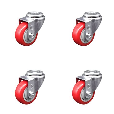 Service Caster Heavy Duty Polyurethane Swivel Bolt Hole Caster Set ...