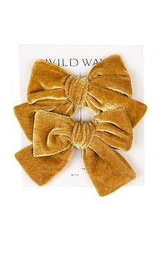 Wild Wawa Kids Bow Clip Set in Burnt Mustard | REVOLVE