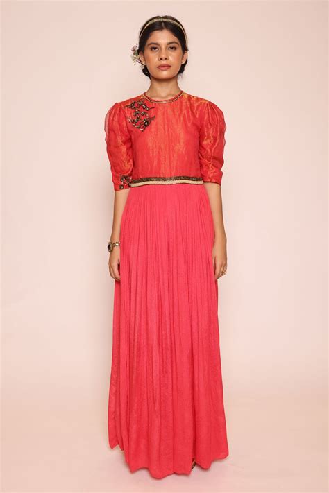 Shop Red 3D Floral Embroidered Jumpsuit Online