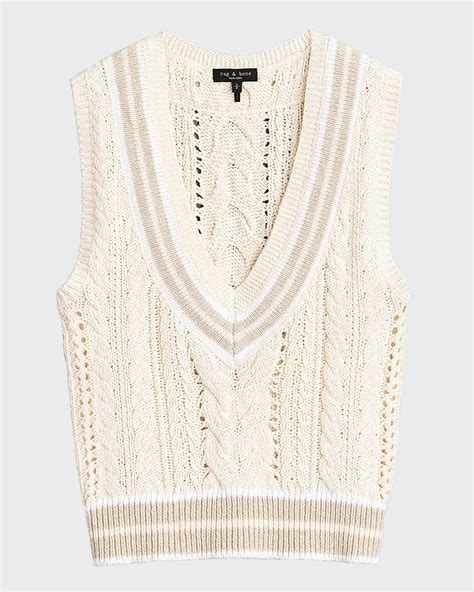Rag & Bone Brandi Cable-Knit Sweater Vest | Neiman Marcus