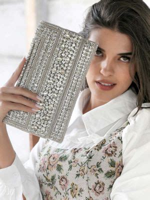 Buy Odette Impressive Silver Embellished Clutch Online