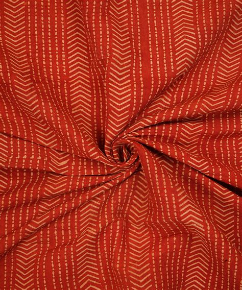 Red off white hand block print cotton linen fabric – the good loom