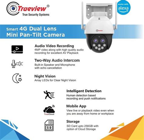 Trueview 4MP Smart CCTV Dual Lens 4G Sim Based 10X Combined Zoom ...