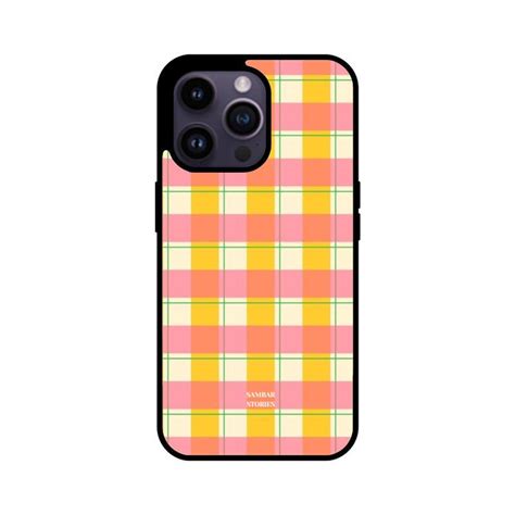 Madras Checks Peach iPhone 14 Pro Max Glass Case – Sambar Stories