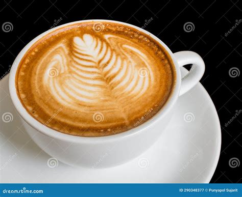 Isolate Black Background of Latte Art Rosetta Stock Image - Image of ...