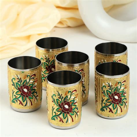 Meenakari Steel Glass Set | Decorative Drinkware for Water