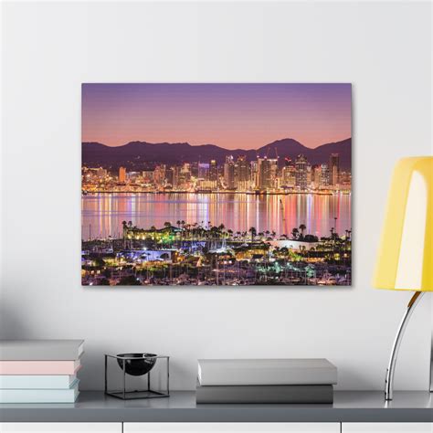 Latitude Run® San Diego Night Skyline Canvas Artwork Breathtaking ...