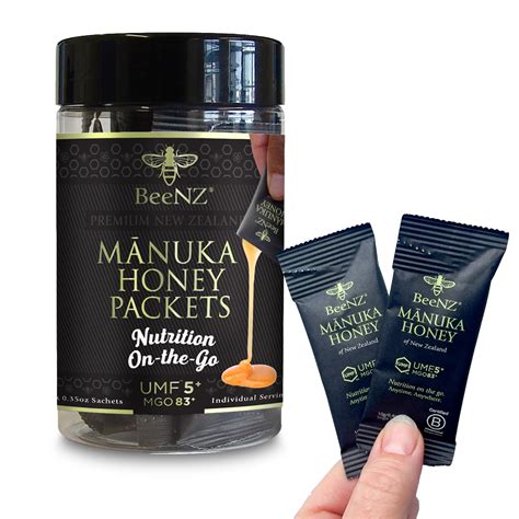 Amazon.com : BeeNZ Raw Manuka Honey Packets, Certified UMF 5+ (MGO 83+), New Zealand Honey ...