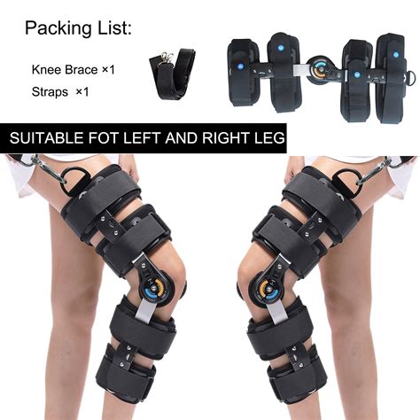 Hinged Knee Brace ROM Knee Immobilizer Brace Post Op Orthopedic Patella ...