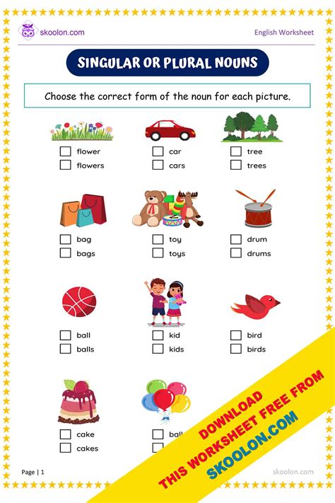Singular and Plural Nouns-5 - skoolon.com - Worksheets Library