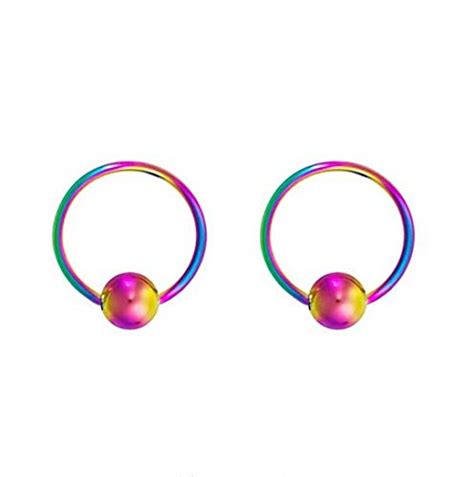 Buy Dwayne C Pair 10g-20g Black/Rainbow Surgical Steel Captive Bead ...