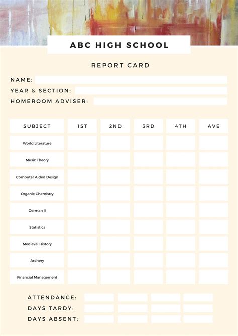Customize 46+ High School Report Cards Templates Online - Canva