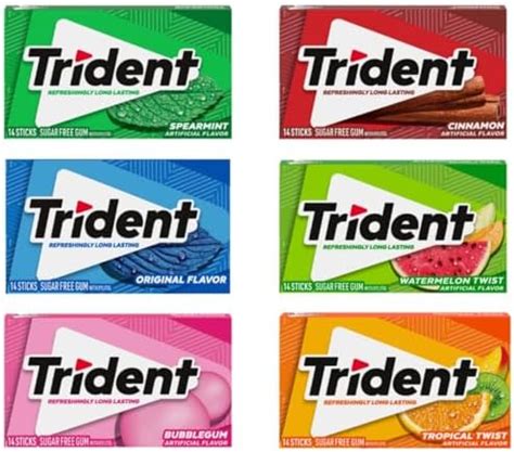 Trident Gum Sugar Free Variety Pack – 6 Count (Spearmint, Original ...