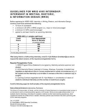 Fillable Online Guidelines for Wrid 4v85 Internship Fax Email Print ...