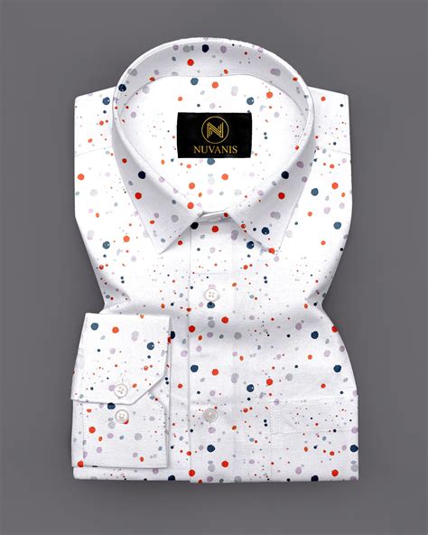 White Multicolor Dot Printed Full Sleeve Shirt – nuvanis.in
