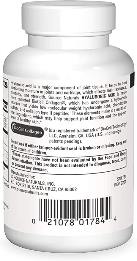 Buy Source Naturals, Hyaluronic Acid 50mg (30, 60, 120) Tabs – Maple Herbs