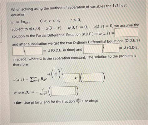 Image result for Using Separation Method for Heat Equation
