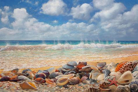 Acrylic Shell Original Beach Ocean Painting on Watercolor Paper 9u201d ...