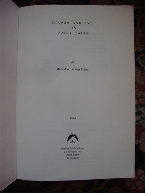 Shadow and Evil in Fairy Tales by Marie-Louise von Franz: Very Good ...
