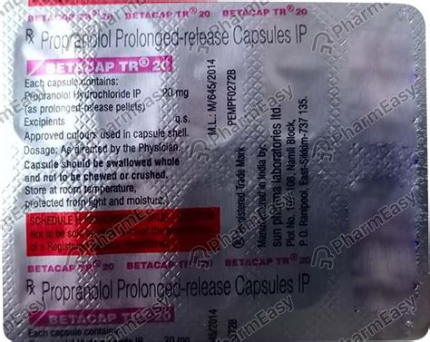Betacap Tr 20 MG Capsule (10): Uses, Side Effects, Price & Dosage ...