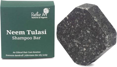 Rustic Art Neem Tulsi Shampoo Bar with Charcoal | Deep Cleansing, Oily ...