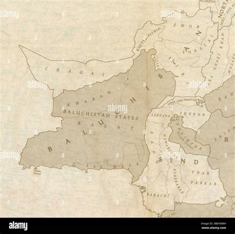 This 1946 National Geographic map of Baluchistan, part of British India, shows the Khanate of ...