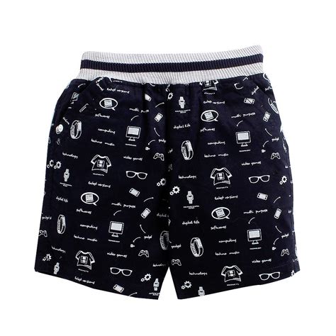 SPICY KIDS by Hopscotch Boys' Cotton Print Shorts in Navy Colour ...