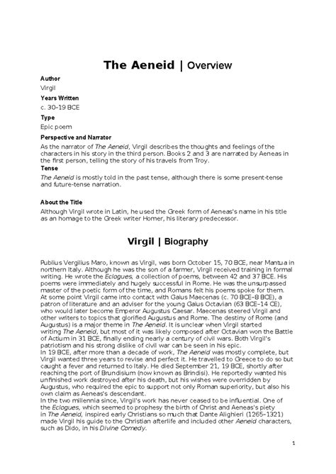 Aeneid Revision Pack - Summary Exploring the classical world - The ...