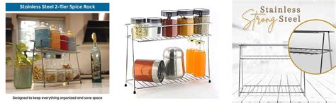 12FOR COLLECTION Stainless Steel Spice 2-Tier Countertop Trolley ...