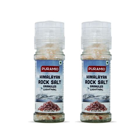 Puramio Himalayan Pink Rock Salt Granules in Grinder Bottle - Light, 2 ...