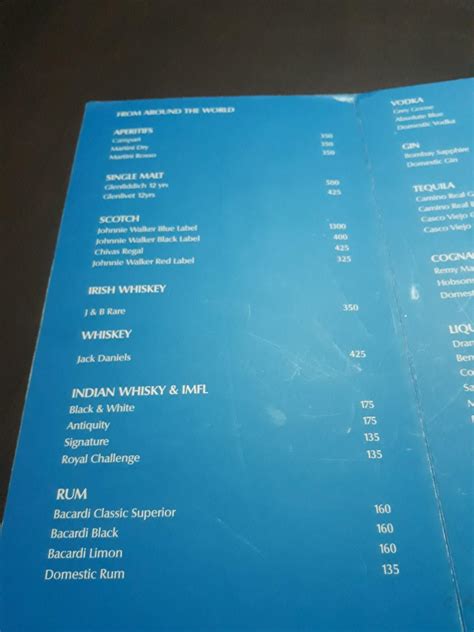 Menu at CHILL The Bar, Chennai