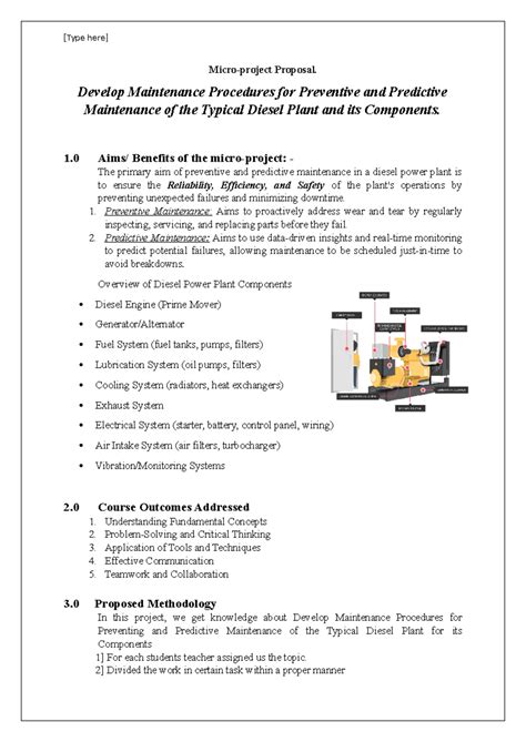 PPE Micro Project: Maintenance Procedures for Diesel Power Plants - Studocu