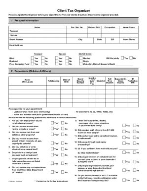 Tax Organiser Template - Fill and Sign Printable Template Online