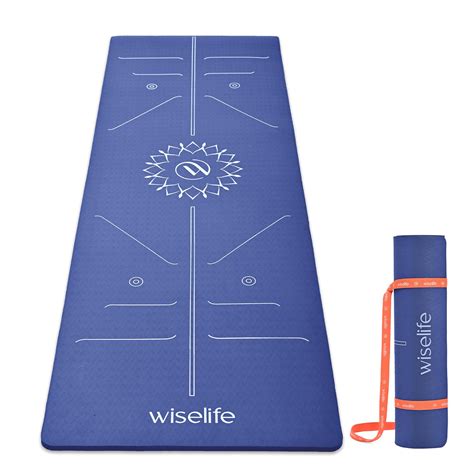 WiseLife TRUE Body Lotus Alignment Yoga Mat + Sleek Yoga Strap for Men ...