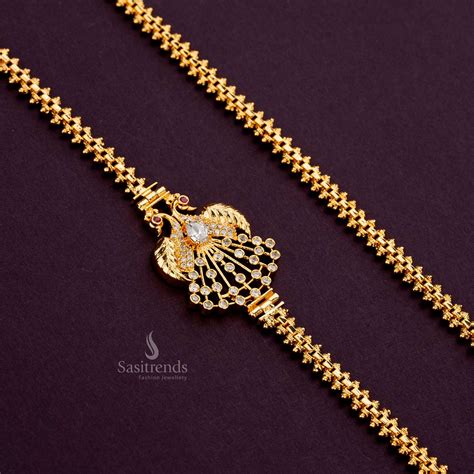 Double Peacock Mugappu Chain with Emerald AD Stones – Sasitrends