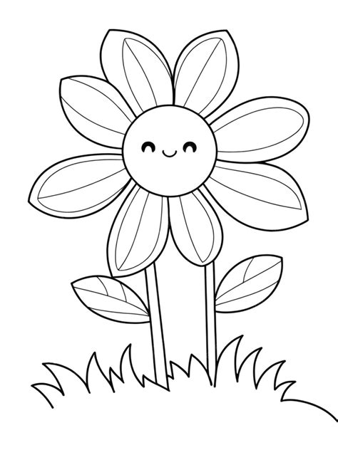 Premium Photo | Cute flower coloring page for kids
