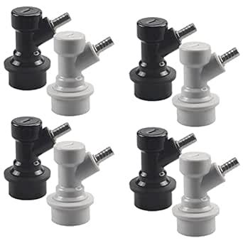 PERA 4 Pair Ball Lock Barb Gas & Liquid Quick Beer Keg Disconnects Sets ...
