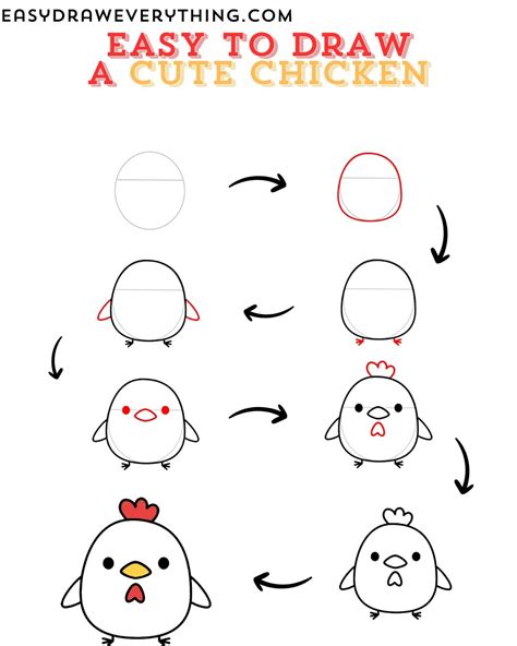 Easy and cute chicken drawing | Easy drawings, Easy animal drawings ...