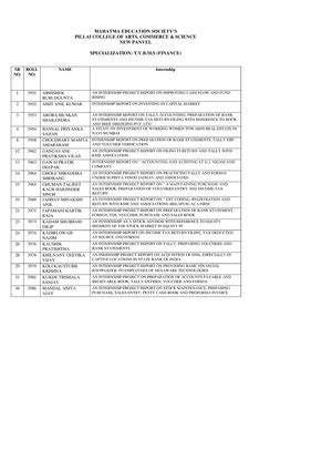 Intership list 2021-24 - Marketing Internship - BBA 5th Sem Sl. No ...