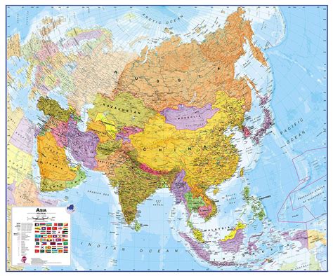 Maps International Large Political Asia Wall Map Laminated 47 X ...
