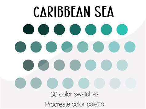 Caribbean Sea Color Palette 30 Colors Graphic by Saturnine Sun ...