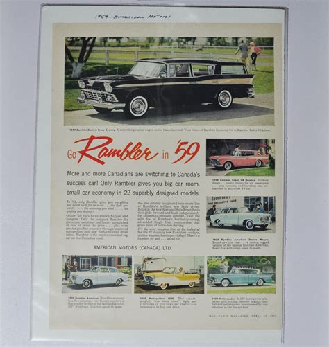 Large Car Ad 1959 AMC Rambler Custom Cross Country Station Wagon (american Motors Company ...