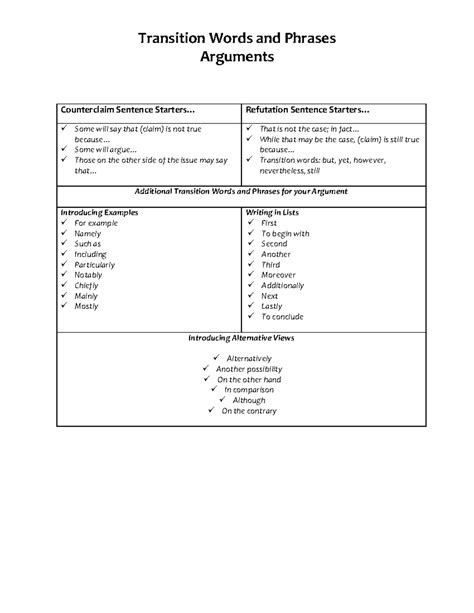 Transitions for Arguments - Transition Words and Phrases Arguments ...