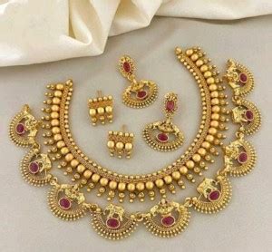 KEYMAX Copper Gold-plated Red Jewellery Set Price in India - Buy KEYMAX ...