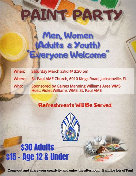 Paint Party sponsored by the Gaines Manning Williams Womens Missionary ...
