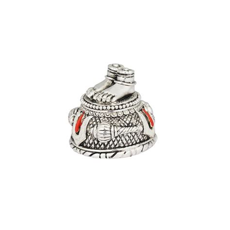 Hanuman Ji Charan Paduka - 999 Silver Plated Sacred Footprints Sculptu ...